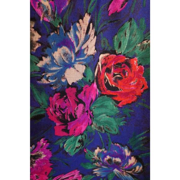 EMANUEL UNGARO TER Vintage 80s Wool Floral Tie Neck Secretary Blouse Top 6 - Picture 9 of 11